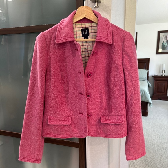 Gap Wool Blazer - Pink/Raspberry Size S - Picture 4 of 12